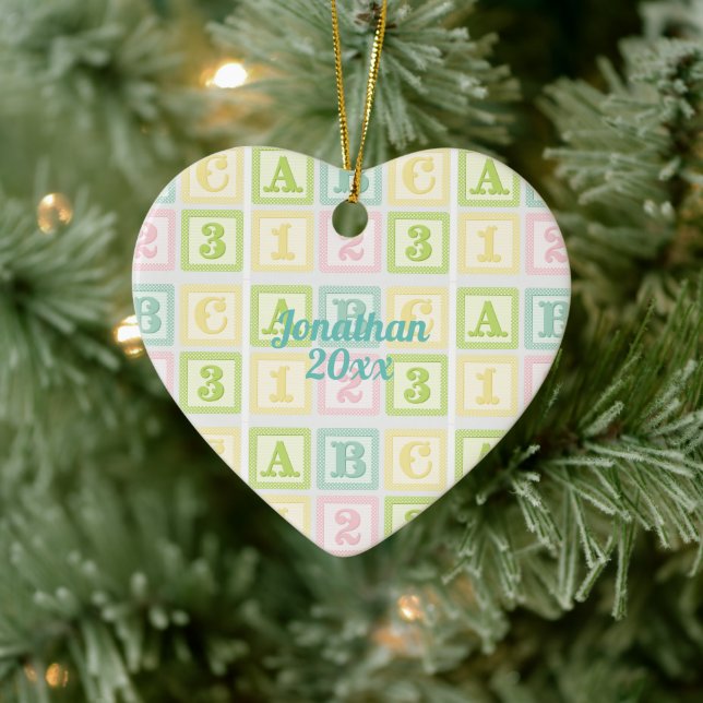 Alphabet Boy Girl Keepake Personalisiert Name Keramik Ornament (Baum)