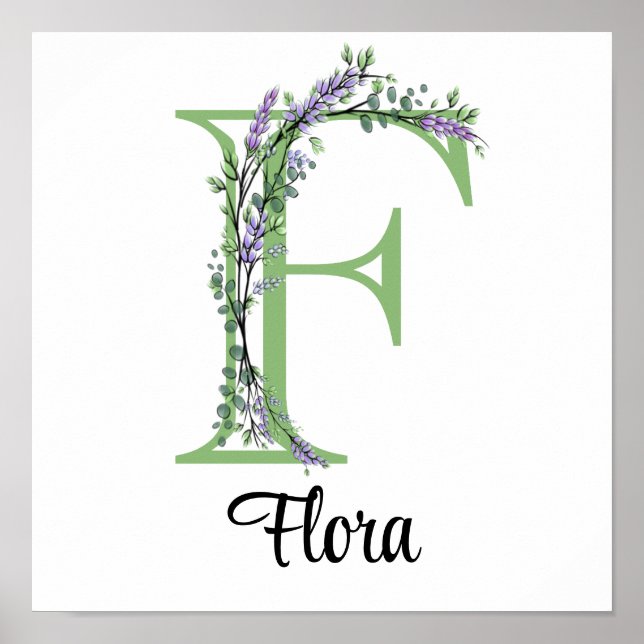 Alphabet Brief F Aquarelllavender Eucalyptus Poster (Vorne)
