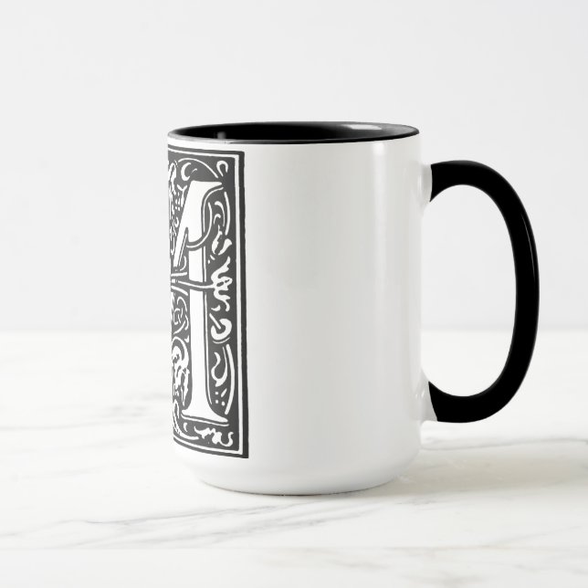 Alphabet-Brief im Renaissancestil M zur Tasse (Rechts)