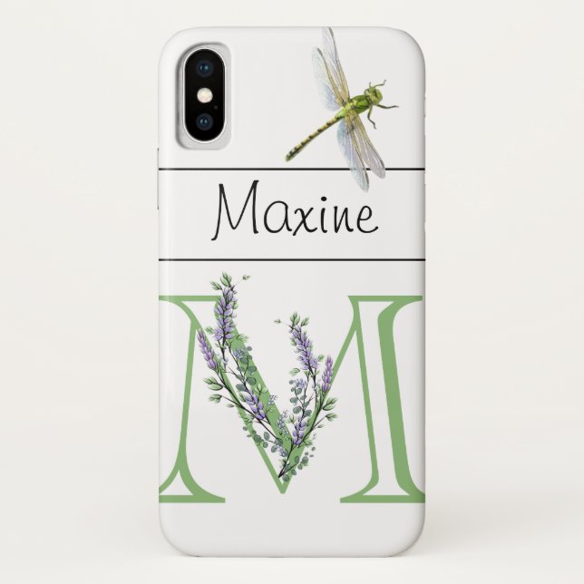 Alphabet Brief M Lavender Eucalyptus Dragonfly Case-Mate iPhone Hülle (Rückseite)