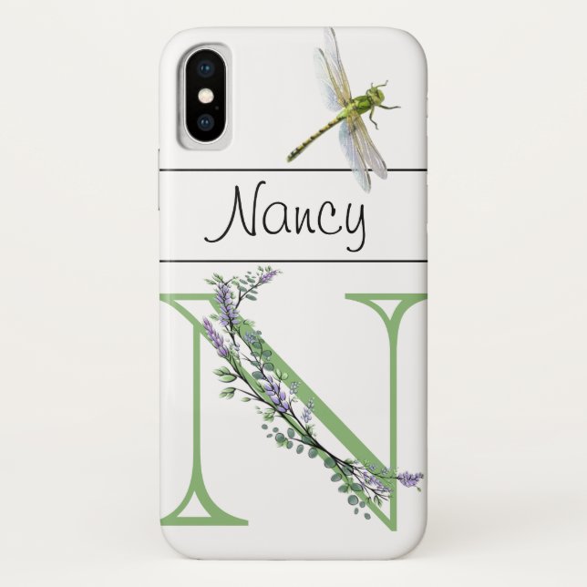 Alphabet Brief N Lavender Eucalyptus Dragonfly Case-Mate iPhone Hülle (Rückseite)
