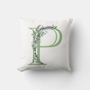 Alphabet Brief P Aquarelllavender Eukalyptus Kissen