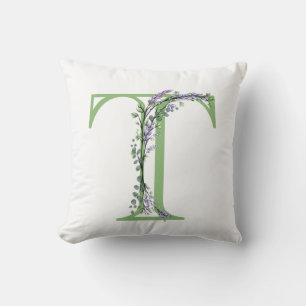 Alphabet Brief T Aquarelllavender Eukalyptus Kissen