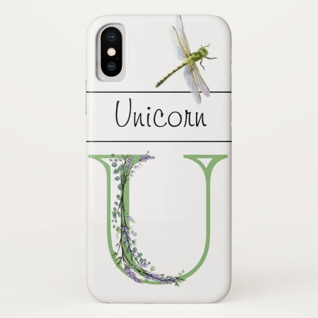 Alphabet Brief U Lavender Eucalyptus Dragonfly Case-Mate iPhone Hülle (Rückseite)