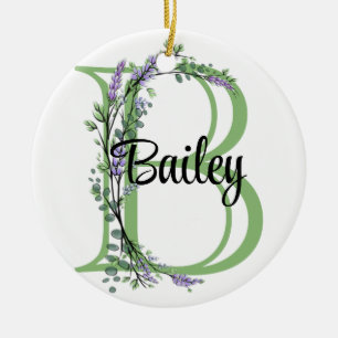 Alphabet Buchstabe b, Aquarelllavender botnicum Keramik Ornament