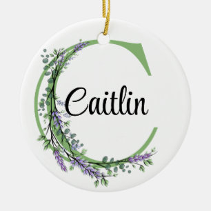 Alphabet Buchstabe c, Aquarelllavender botanisch Keramik Ornament