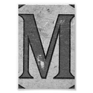 Alphabet-Buchstabe-Fotografie M3 Schwarzweiss-4x6 Fotodruck