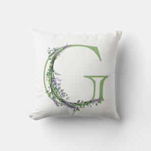 Alphabet Buchstabe G Aquarelllavender Eukalyptus Kissen