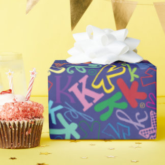 Alphabet Buchstabe K Geschenkpapier - Marineblau