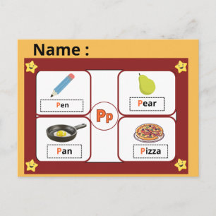 Alphabet Buchstabe P Lernkarte für Kinder Postkarte