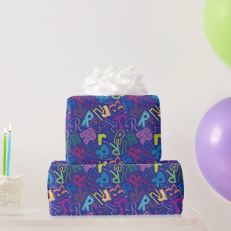 Alphabet Buchstabe R Geschenkpapier - Blau
