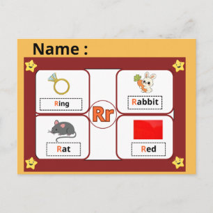 Alphabet Buchstabe R Lernkarte für Kinder  Postkarte