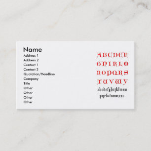 Alphabet Business Card aus dem 14. Jahrhundert Visitenkarte