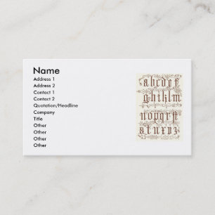 Alphabet Business Card aus dem 16. Jahrhundert Visitenkarte
