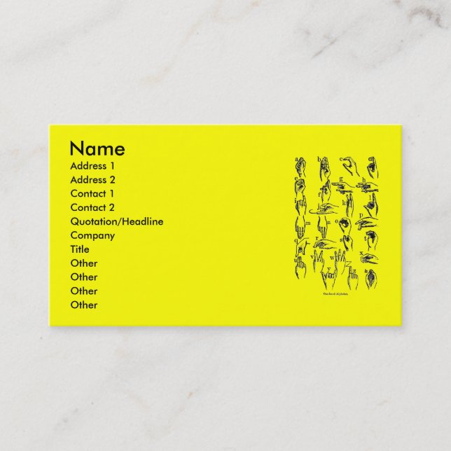 Alphabet Business Card signieren Visitenkarte (Vorderseite)
