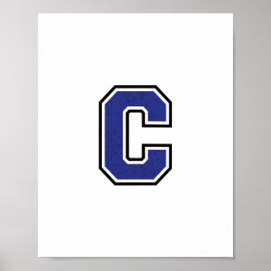 Alphabet C in Blue Color Poster