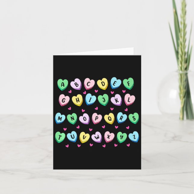 Alphabet Candy Heart Love Valentines Day Teacher  Karte (Vorderseite)