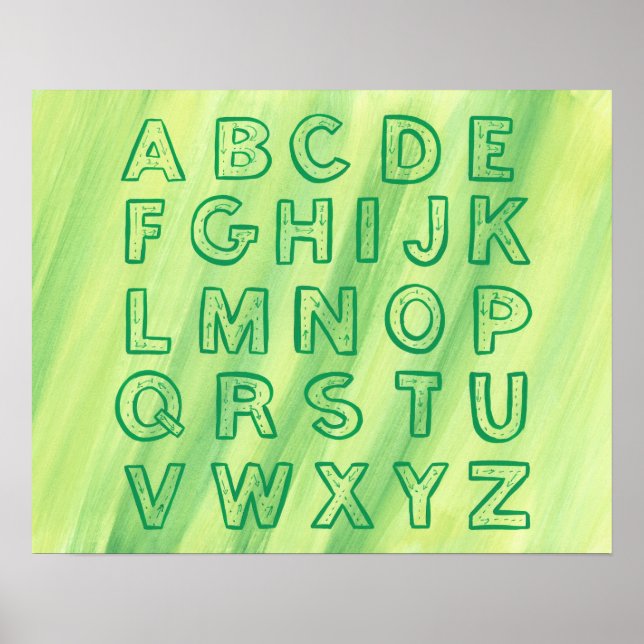 Alphabet Chart für Erwachsene, Grüner Oberkörper Poster (Vorne)