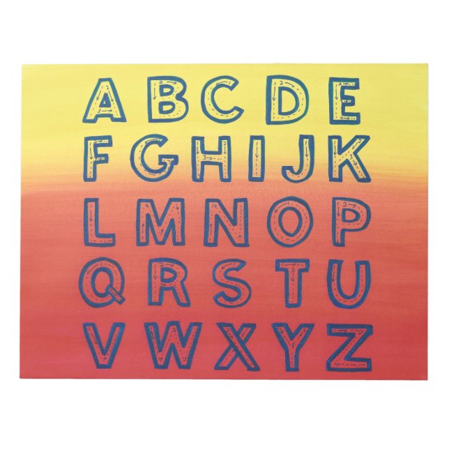 Alphabet Chart Upper Case Letters Sunset Editor Notizblock (Vorderseite)