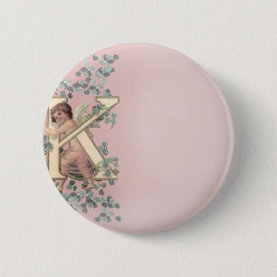 Alphabet Cherub Button