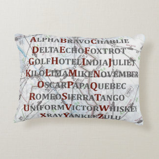 Alphabet d'aviation rouge et gris, coussin