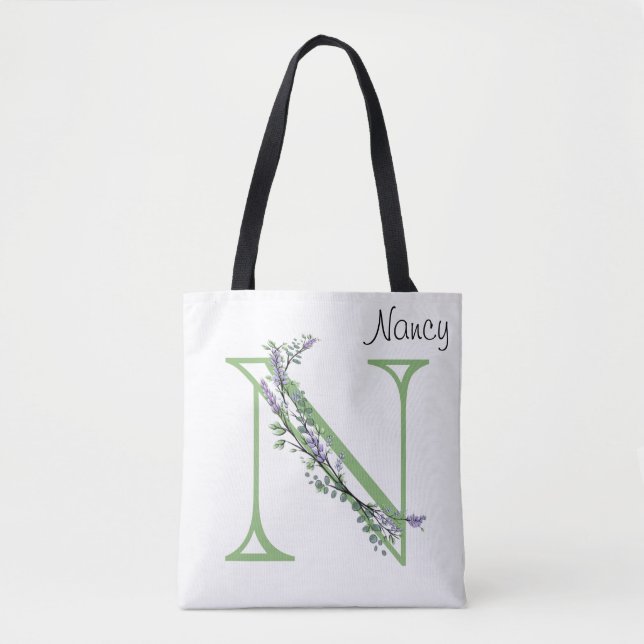 Alphabet den Buchstaben N,Monogram Lavender Eucaly Tasche (Vorderseite)