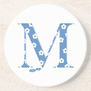 Alphabet der Blume M (blau und Punkte) Untersetzer