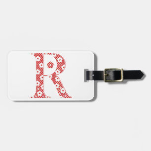 Alphabet der Blume R (rot und Punkte) Gepäckanhänger