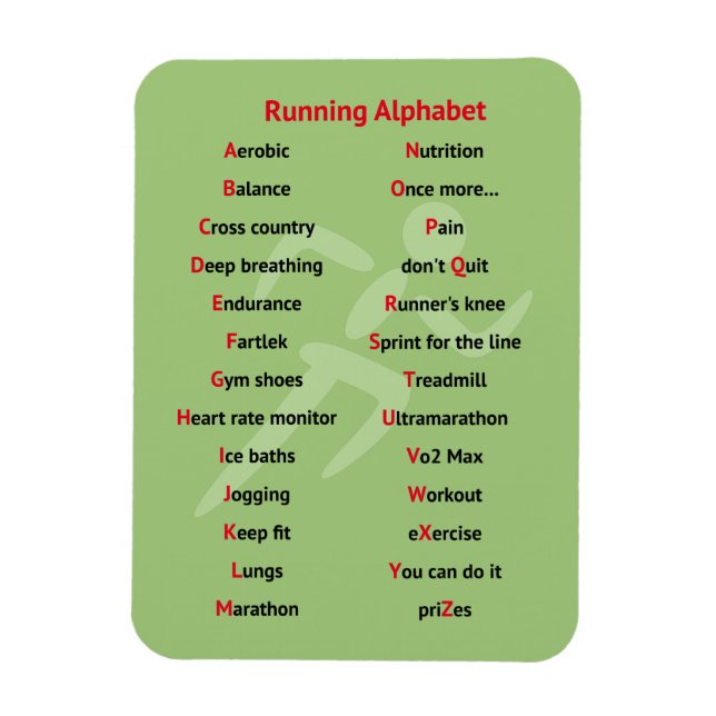 Alphabet des "Runners Green Sport" Magnet (Vertikal)