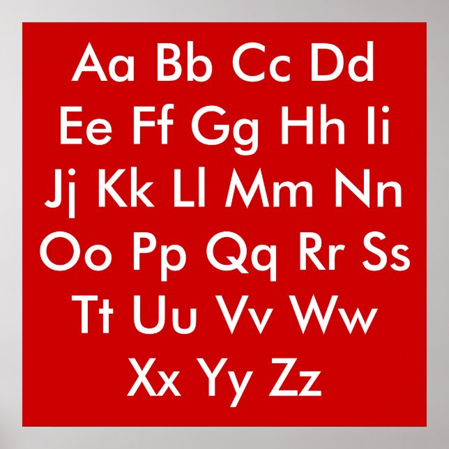 Alphabet-Diagramm Rot und Weiß Poster (Vorne)