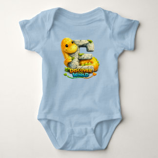 🦖🌍 Alphabet Dino “E” Baby Jersey Bodysuit 👶✨ Strampler