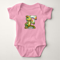 🦖💖 Alphabet Dino “F” Bébé Body Manches Courtes �