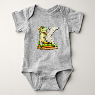 🦖✨ Alphabet Dino “K” Baby Jersey Bodysuit 👶💚 Strampler