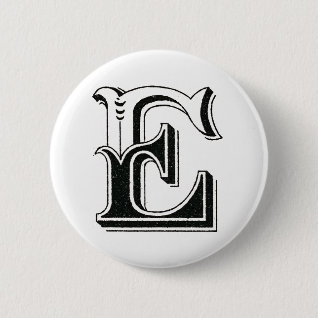 Alphabet e, Buchstabe e, Monogramm e, Buchstaben e Button (Vorderseite)