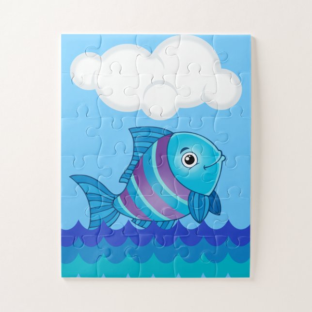 Alphabet F für Fisch-übergroße Puzzlespiel-Stücke (Vertikal)