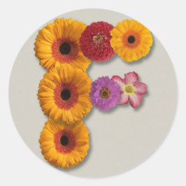 Alphabet F in Blume Runder Aufkleber