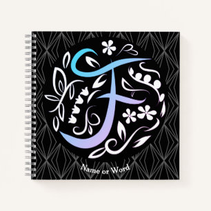 Alphabet F Monogram Handwriting Notizbuch