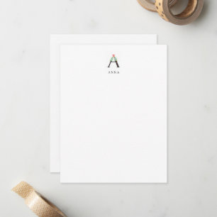 Alphabet floral - A - Carte de papier à lettres