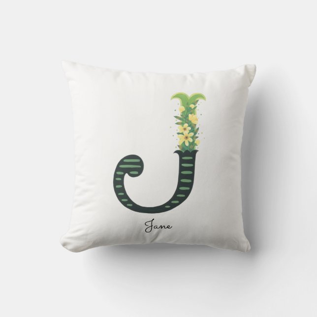 Alphabet floral - J - Oreiller à lancer (Recto)