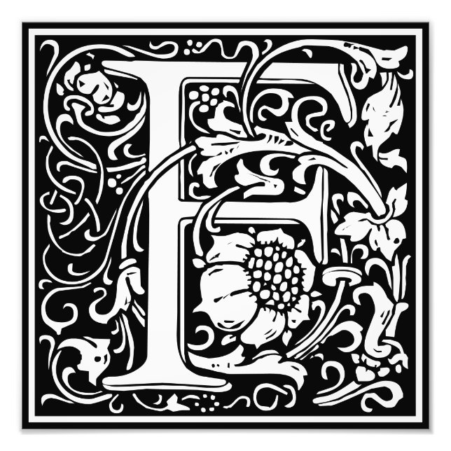 Alphabet floral Lettre monogramme F Photo Imprimer (Devant)