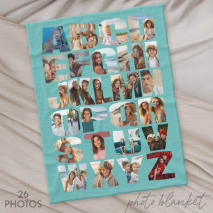 Alphabet-Fotocollage - Schwierigkeitsgrad Schwer Fleecedecke