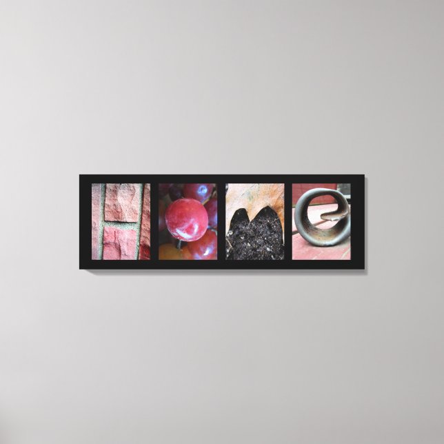Alphabet Fotografie Collage, ZUHAUSE Letter Word A Leinwanddruck (Vorderseite)