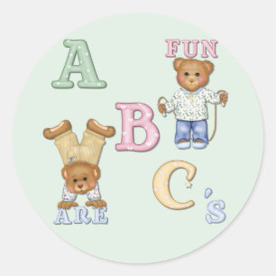Alphabet Fun Teddy Bears Runder Aufkleber