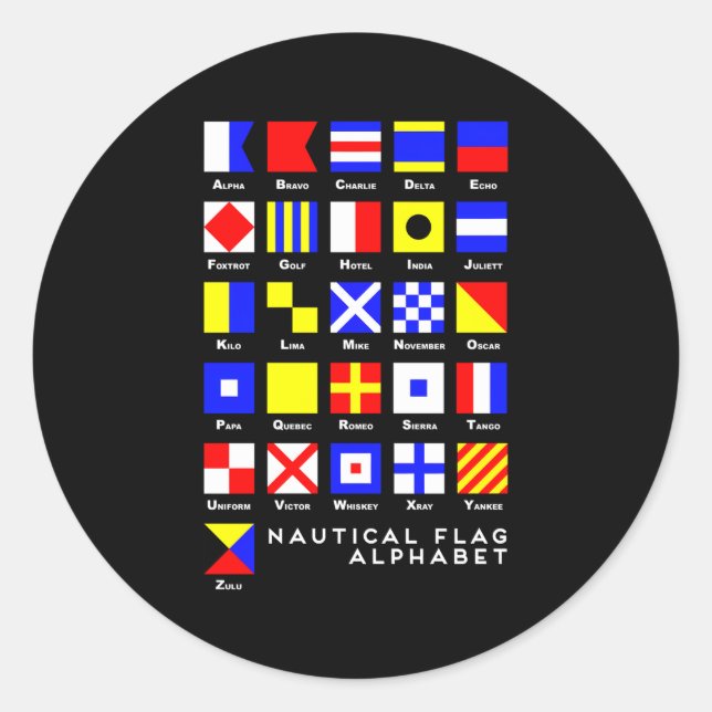 Alphabet für die Signalflagge Runder Aufkleber (Vorderseite)