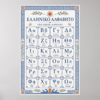 Alphabet grec bleu méditerranéen tableau helléniqu