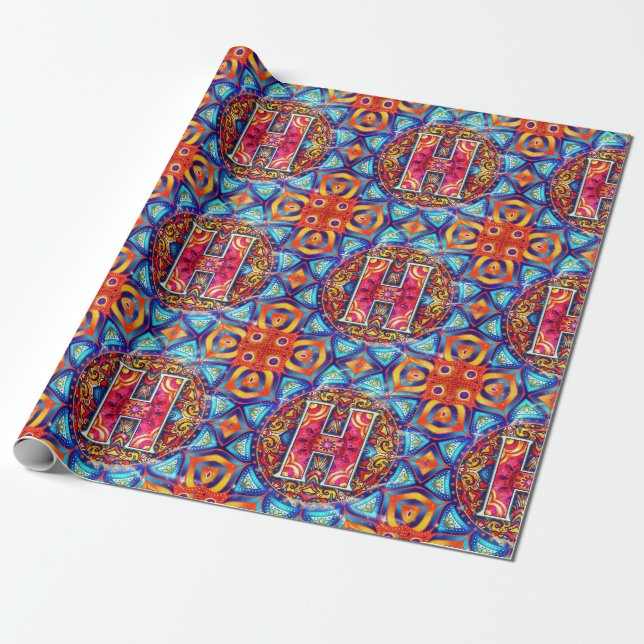 Alphabet H mandala Geschenkpapier (Ungerollt)