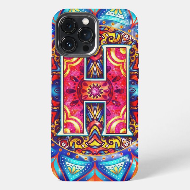 Alphabet H Mandala iPhone 13 Pro Max Hülle (Rückseite)