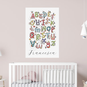 Alphabet Hasen, Schmetterlinge, Feen & Blumen  Poster