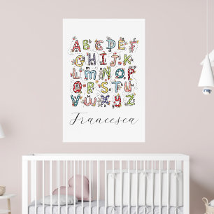 Alphabet Hasen, Schmetterlinge, Feen & Blumen  Poster
