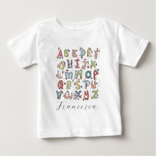 Alphabet Hasen, Schmetterlinge, Feen und Blumen  Baby T-shirt